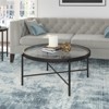 Metal 36' Round Glass Top Coffee Table in Black - Henn&Hart - 2 of 4