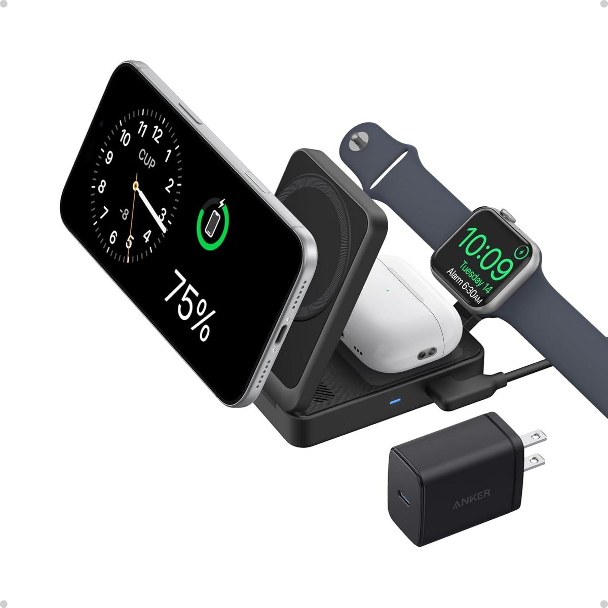 Anker MagSafe Charger Compatible, MagGo 3-in-1 Charging Station, Qi2 Certified