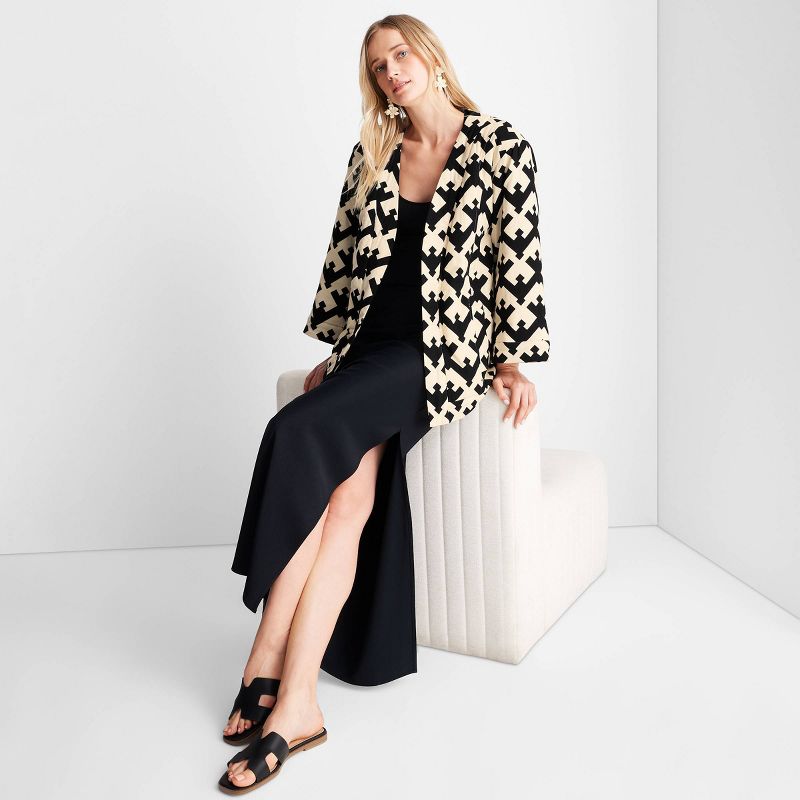 Women's Geo Print Oversized Quilted Jacket - Future Collective™ with Jenny K. Lopez Black/Cream, 3 of 9