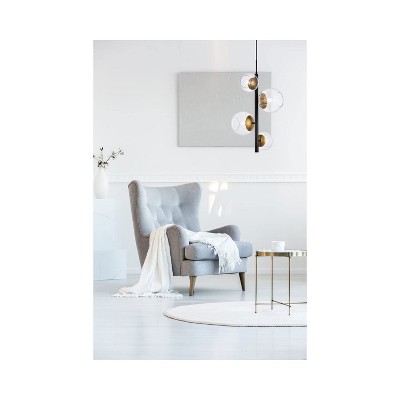 Wells 18" Black and Brass Globe Pendant Light with Clear Glass Shades
