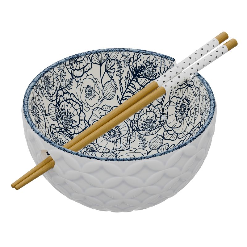 American Atelier Stoneware Ramen Bowl with Chopsticks, Set of 2, Udon Noodle Bowls, Soup Bowl for Kitchen, 6" D 21 Oz, 4 of 7
