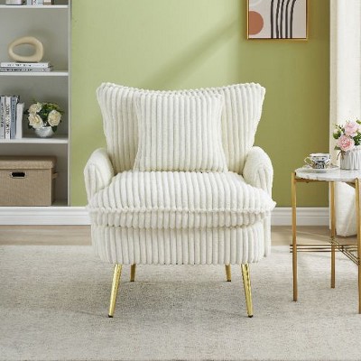 CAVINAS Corduroy Fabric Accent Chair, Single Chair Sofa Chair, Classic Arm Chair, Upholstered Recliner for Apartment Office Living Room Bedroom