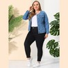 Agnes Orinda Women's Plus Size Long Sleeves Collarless Buttons Denim Jean Jackets - 4 of 4