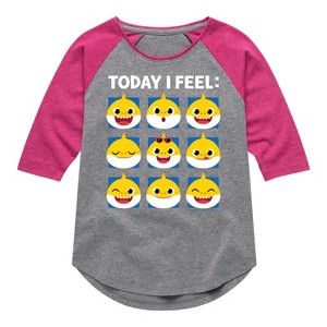 Girls' - Baby Shark - Today I Feel Shirt Tail Raglan Graphic T-shirt - 1 of 4