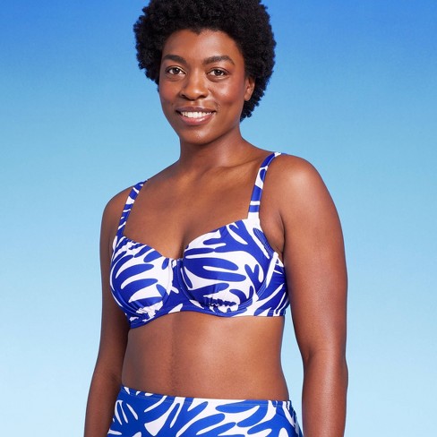 Women's Coral Print Underwire Bikini Top - Kona Sol™ Blue Xl : Target
