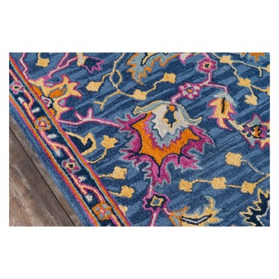 Blue Handmade Wool Tufted Floral 5' x 8' Rug