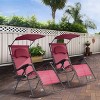 Costway Folding Recliner Zero Gravity Lounge Chair W/ Shade Canopy Cup Holder Wine - image 4 of 4