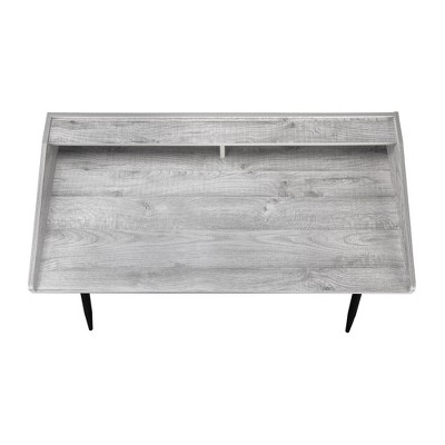 Vynxaria 48" Grey Laminate Black Metal Computer Desk Modern Home Office Workstation with Storage Shelves