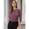 Allegra K Women's Work Office 3/4 Sleeve Boat Neck Houndstooth Printed Blouse - 2 of 4