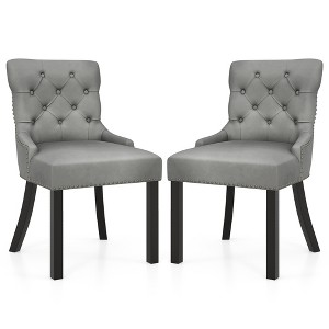 Tangkula Upholstered Dining Chairs Set of 2 w/ Rubber Wood Legs Padded Seat Nailhead Trim - 1 of 4