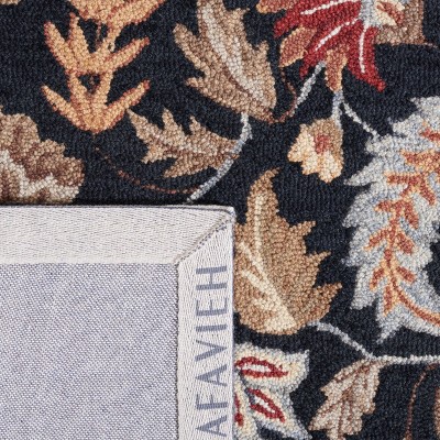 Chelsea Black Floral Hand-Knotted Wool Area Rug