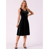 Allegra K Women's Sleeveless Velvet Elegant V Neck A Line Flowy Cocktail Party Midi Dress - 4 of 4
