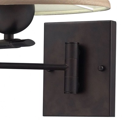 Aged Bronze 25" Swing Arm Sconce with Linen Shade