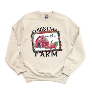 Simply Sage Market Women's Graphic Sweatshirt Christmas On The Farm Barn - 1 of 2