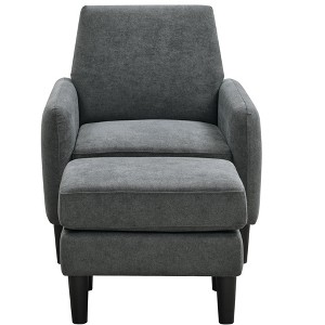 TiramisuBest Gray 25.5" Wide Polyester Barrel Chair and Ottoman - 1 of 4