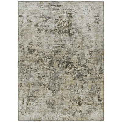 Taupe Beige And Gray Abstract Washable Indoor Outdoor Area Rug