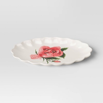 12.88" Stoneware Rose Serve Platter - Threshold™