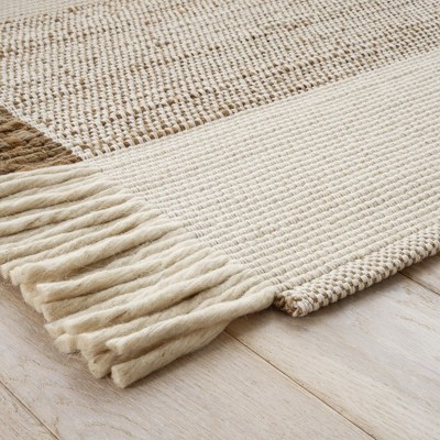 Handmade Natural Stripe Wool-Cotton Blend Area Rug 8' x 10'
