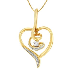 Haus of Brilliance Espira 10K Yellow Gold Diamond Accented Swirl Open Heart Pendant - 1 of 4