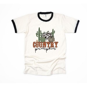 Simply Sage Market Women's Coutry Pumpkin Cactus Short Sleeve Ringer Tee - 1 of 4