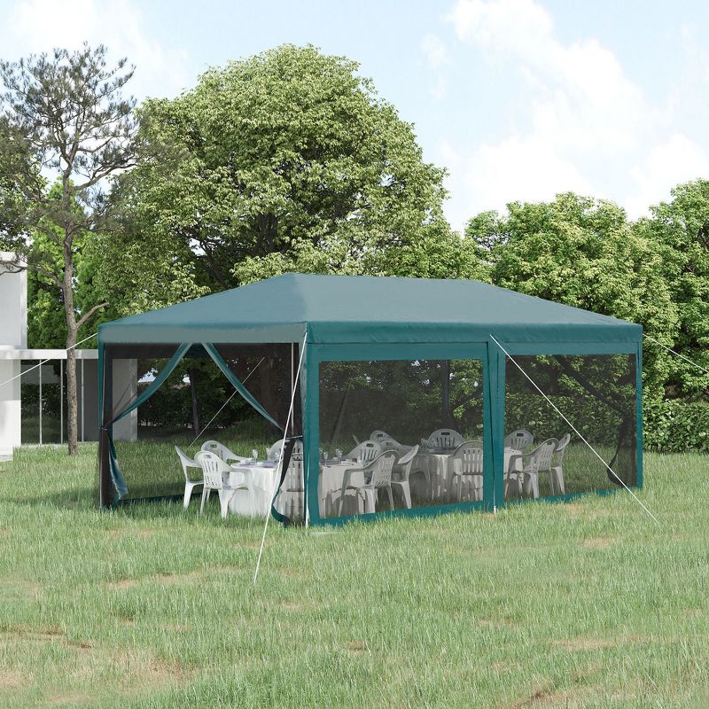Outsunny 20' x 10' Outdoor Party Tent Gazebo Wedding Canopy with Removable Mesh Sidewalls, 4 of 8