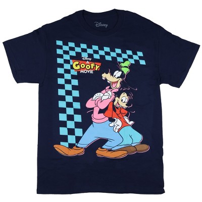 Seven Times Six Disney A Goofy Movie T-Shirt Men's Goofy and Max Checkerboard Tee Black