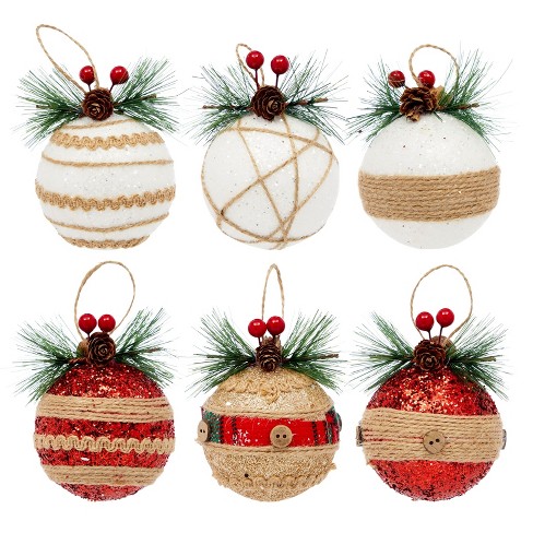 Juvale Rustic Christmas Tree Ornaments, Farmhouse Holiday Decorations ...