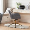 CAVINAS Exquisite Swivel Desk Chair with Golden Metal Base,Faux Fur Vanity Chair for Makeup,19.7-23.2"H Adjustable Height Computer Chair - 2 of 4