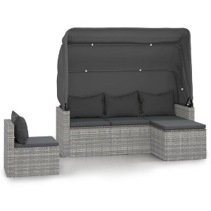 vidaXL 4 Piece Patio Sofa Set with Cushions - Gray - 1 of 4
