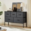 5-Drawer TV Stand, Modern Dresser Organizer with Wood Top & Sturdy Metal Frame, Fabric Storage Chest for Bedroom, Entryway, Nursery, Dark Gray - 2 of 4