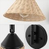 JONATHAN Y Kiawah 11" 1-Light Vintage Coastal Rattan/Metal Swing Arm LED Sconce Black/Natural: UL Listed, Includes Mounting Hardware - 3 of 4