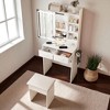 24" Small Makeup Vanity Desk with Mirror and Adjustable LED Lights, Dressing Table with 2 Drawers, Stool, Shelf & Storage for Bedroom - 4 of 4