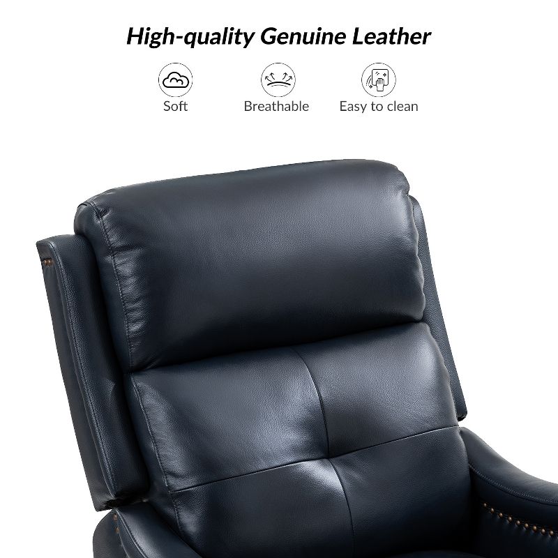 Flavio Genuine Leather Swivel Rocker Recliner with nailhead trims for living room | ARTFUL LIVING DESIGN, 4 of 12