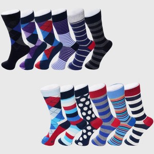 Alpine Swiss Mens Cotton 12 Pack Dress Socks Solid Ribbed Argyle Shoe Size 6-12 - 1 of 3