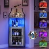 Corner Bar Cabinet, Modern Wine Cabinet with Storage Shelves & Mesh Door, Home Bar Liquor Storage Cabinet with Glass Rack for Dining Room - 3 of 4