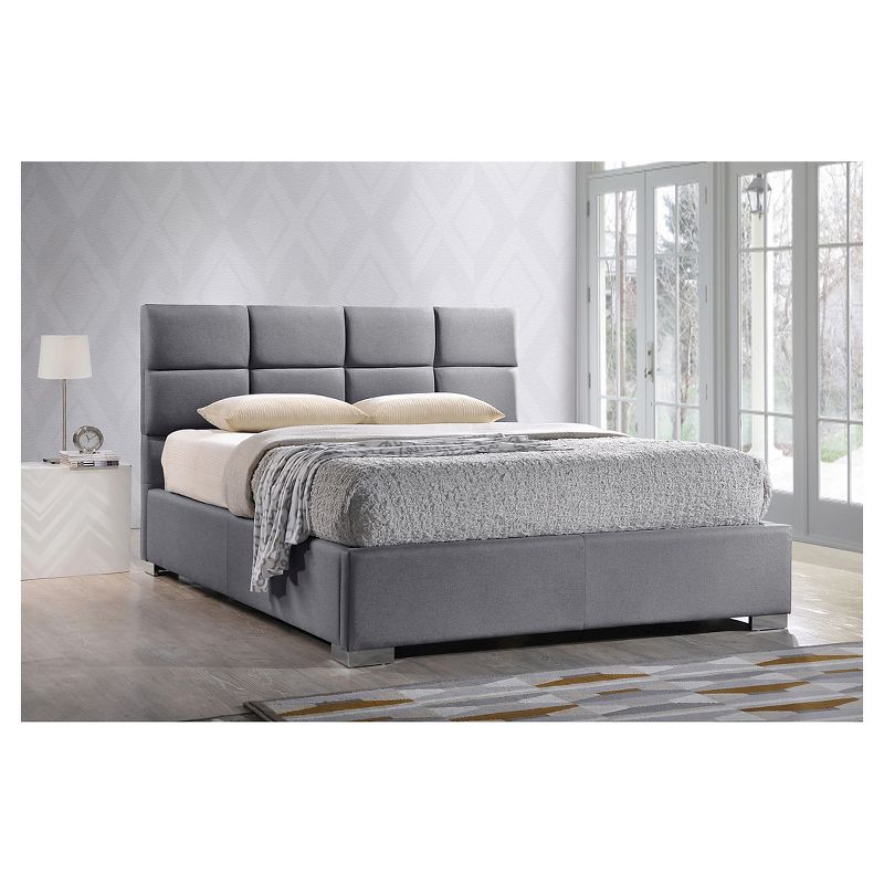Queen Sophie Modern and Contemporary Fabric Upholstered Platform Bed Gray - Baxton Studio, 5 of 6