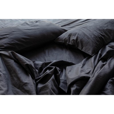 Twin Dark Gray Organic Cotton Percale Sheet Set