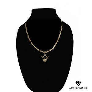 Aria Jeweler Gold Necklace with Heart Wings Pendant - 1 of 2