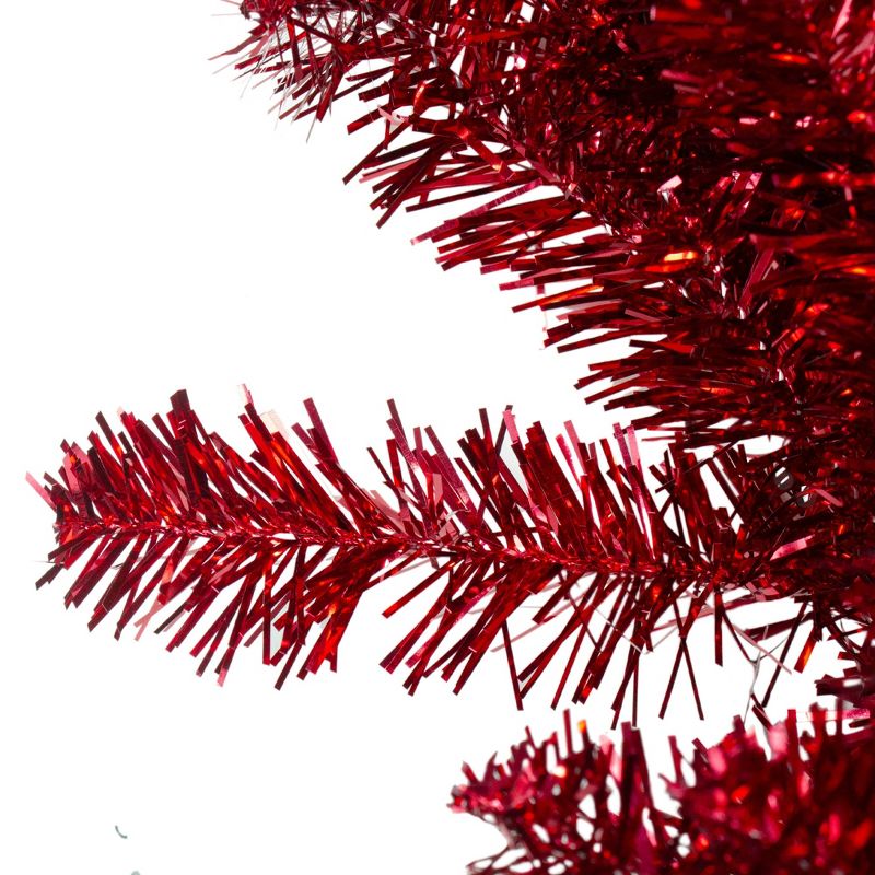 Northlight 24" Metallic Red Artificial Double Tinsel Christmas Wreath - Unlit, 3 of 4