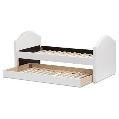 White Twin Faux Leather Upholstered Daybed with Trundle