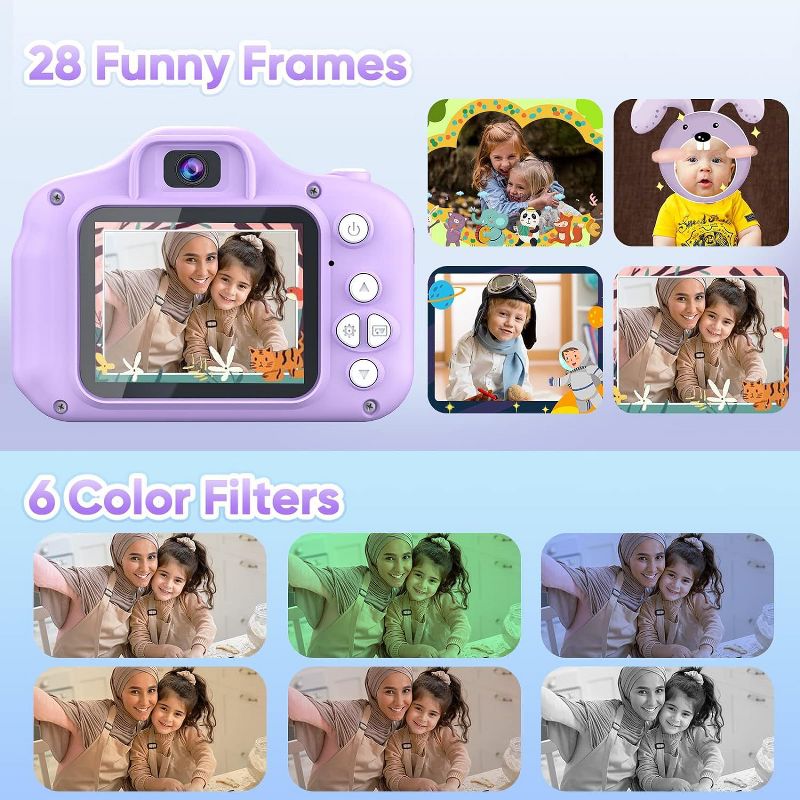 Link Kids Digital Camera 2" Color Display 1080P 3 Megapixel 32GB SD Card Selfie Mode Silicone Cover BONUS Card Reader Included Boys/Girls Great Gift, 5 of 6