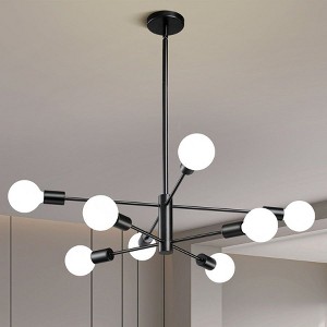 KAISITE 8-Light Dimmable Black and Gold Modern Sputnik Chandelier - 1 of 4