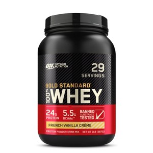 Optimum Nutrition Gold Standard 100% Whey Protein Powder, French Vanilla Creme, 2 Pound (Packaging May Vary) - 1 of 4