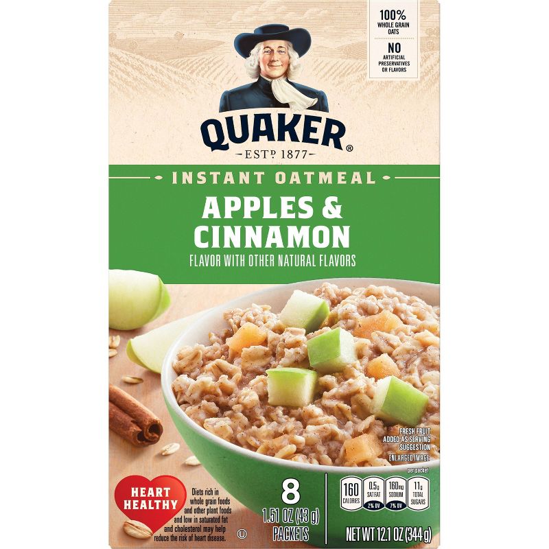 Quaker Instant Oatmeal Apple Cinnamon - 8ct/12.1oz, 2 of 6