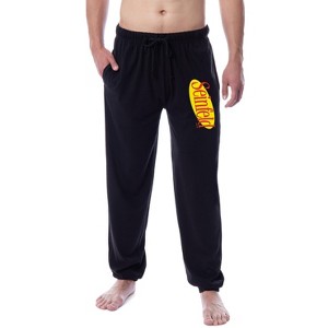 Seinfeld Men's TV Show Logo  Symbol Sleep Jogger Pajama Pants Black - 1 of 3