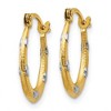 Black Bow Jewelry Textured Oval Hoops with Rhodium Accent Hearts in 14k Yellow Gold - 2 of 4