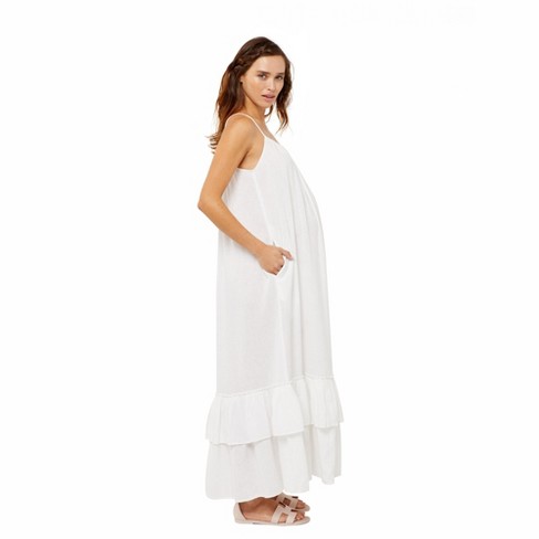 A Pea In The Pod Linen Maxi Maternity Dress-white-xs : Target