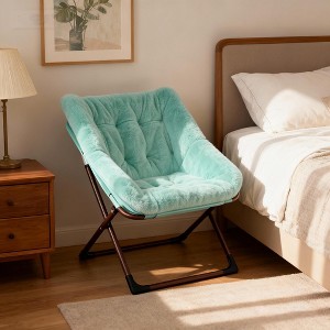 Comfy Saucer Chair, Soft Faux Fur Oversized Folding Accent Chair, Lounge Lazy Chair for Kids Teens Adults, Bedroom, Living Room, Dorm , X-Large - 1 of 3