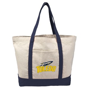 The University of Toledo Canvas Tote Bag With External Pocket, Reusable Shoulder Bag for Shopping, School, Beach - 1 of 4