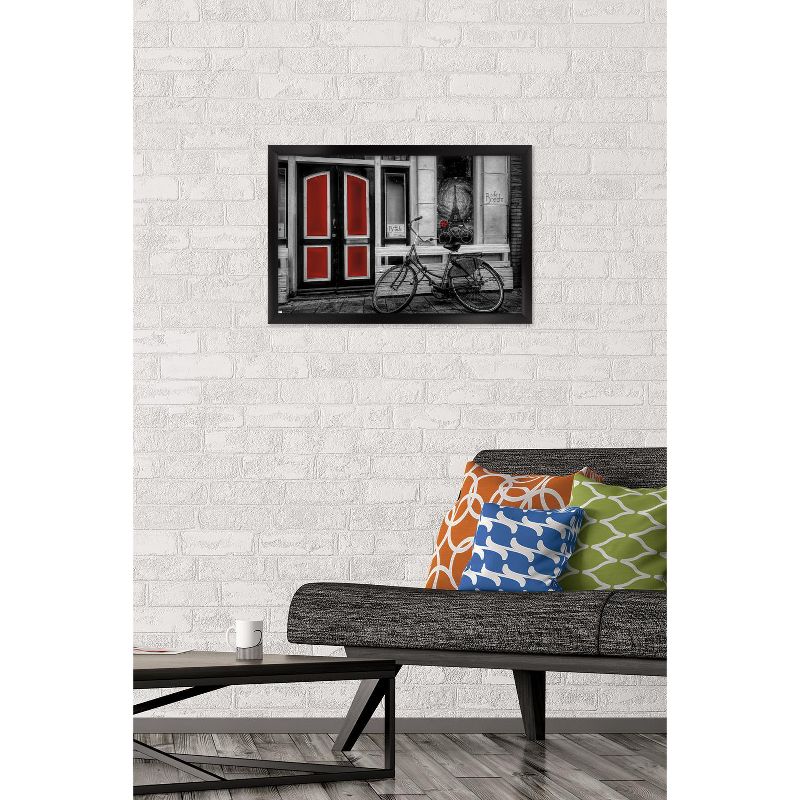 Trends International City Bike in Black and White Color Selected Red Framed Wall Poster Prints, 2 of 7